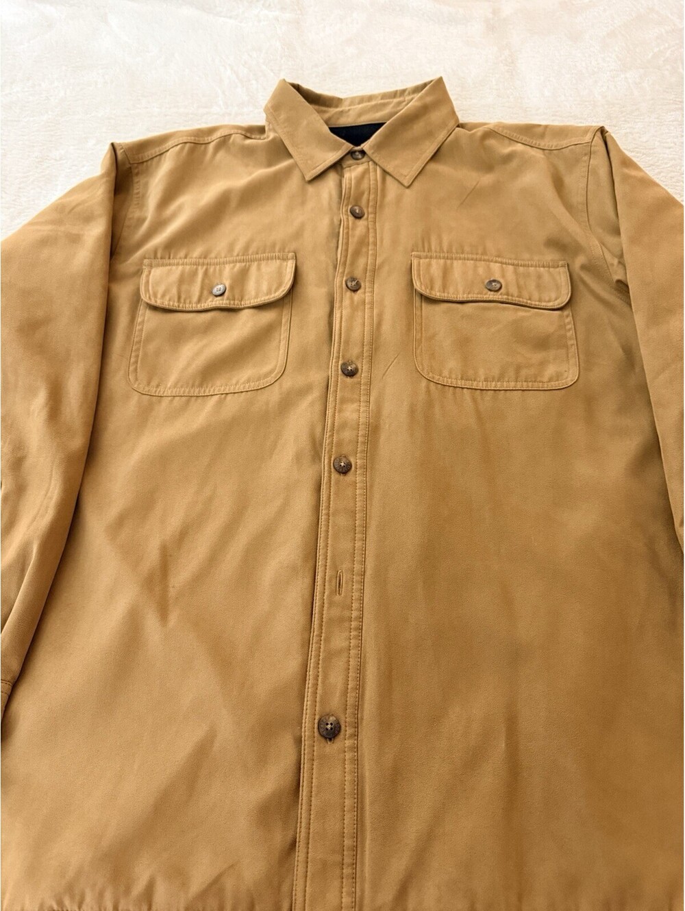 Weatherproof Men’s Shirt Jacket Tan L Lined Button Up Workwear Shacket